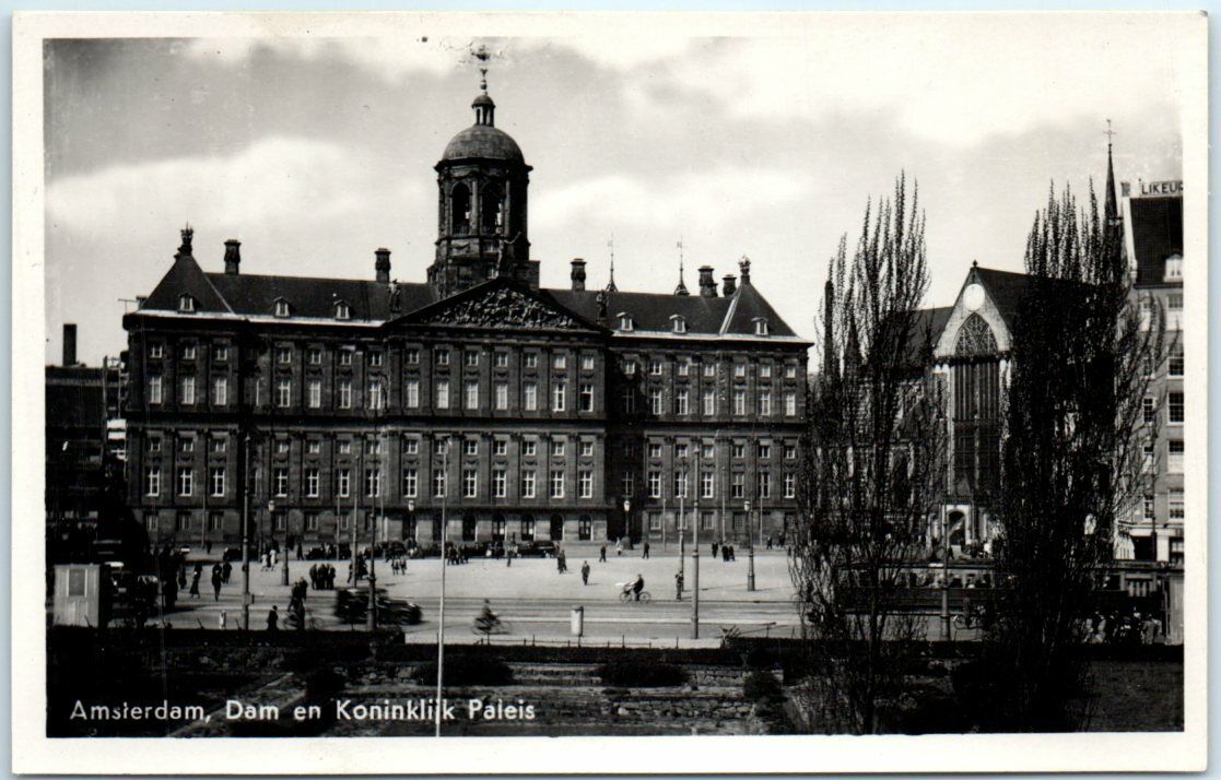 Postcard - Dam and Royal Place - Amsterdam, Netherlands