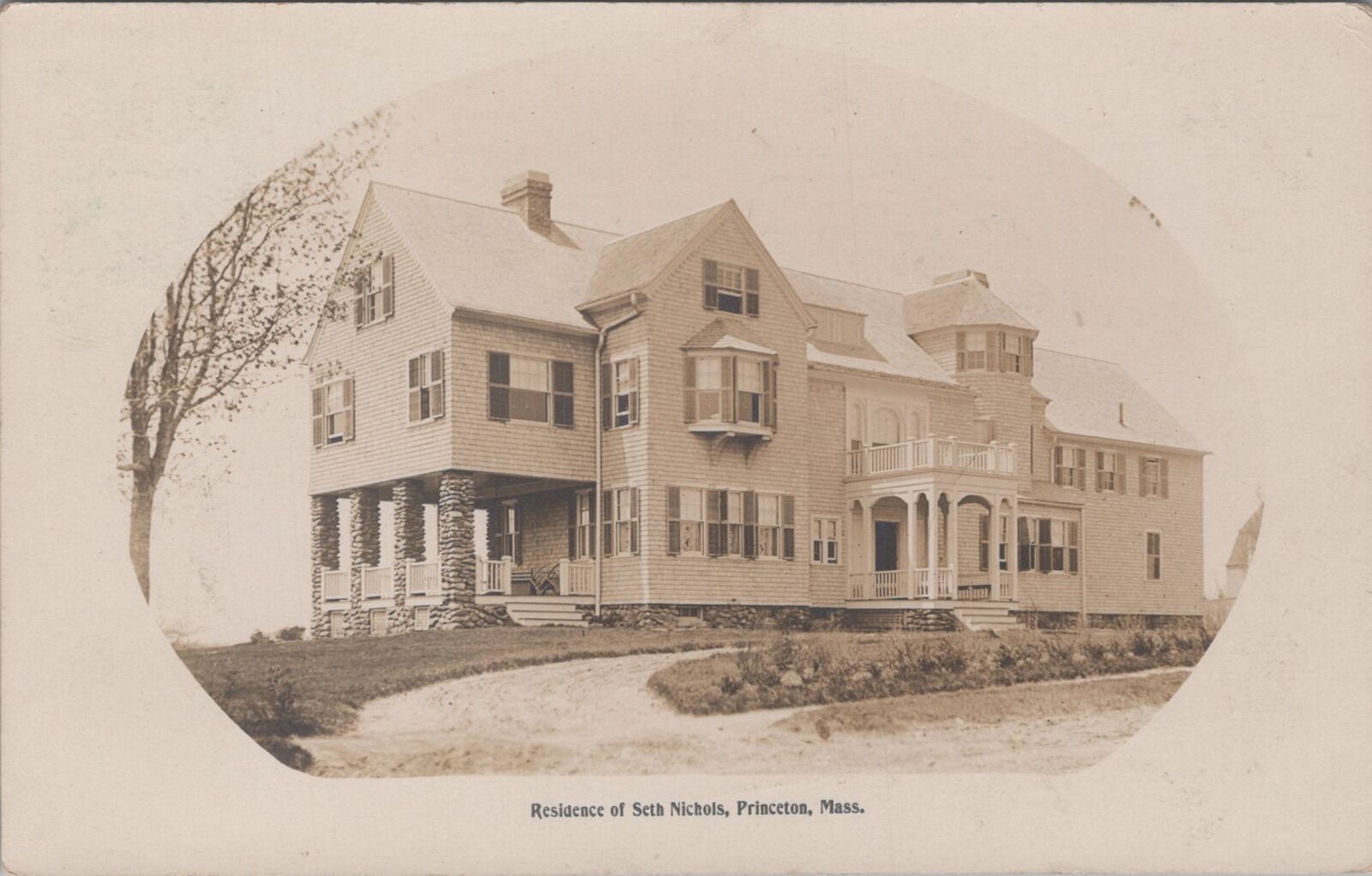 Residence of Seth Nichols Princeton Massachusetts 1908 RPPC Photo Postcard