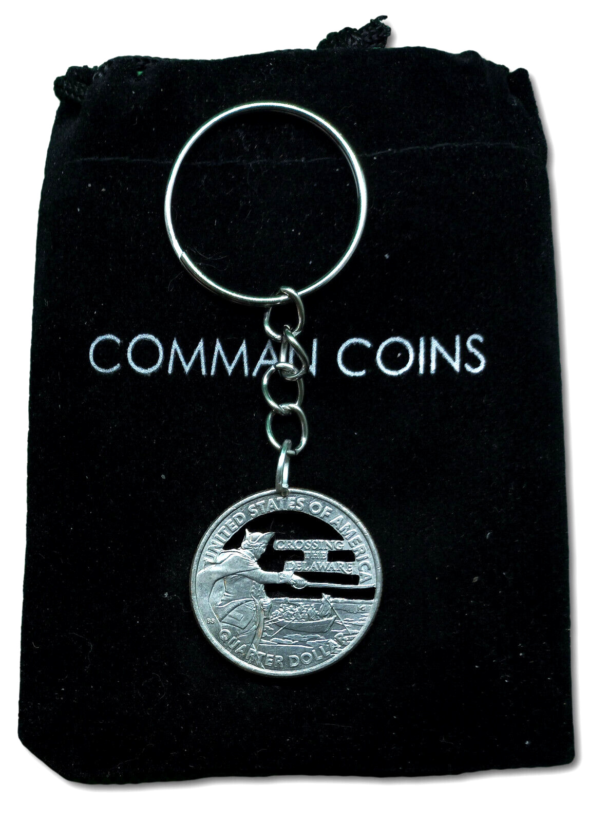 2021 Washington Crossing the Delaware Cut Coin Keychain US State Quarter Jewelry