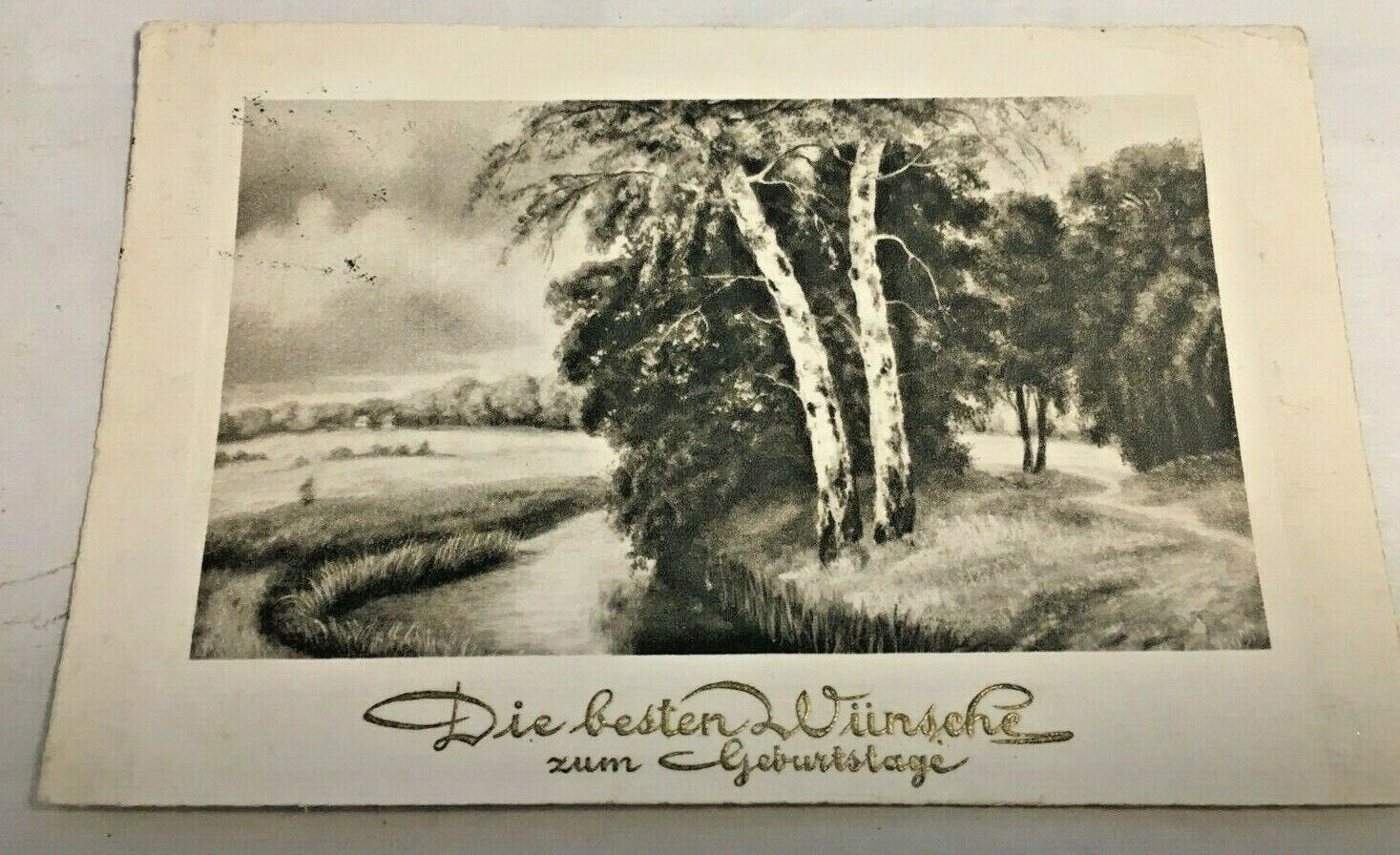 1930 German Happy Birthday Post Card With 15 Pfenning Hindenburg Stamp