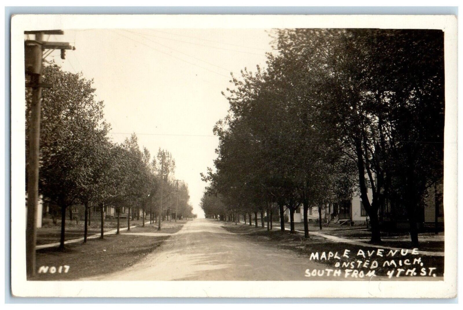Onsted Michigan MI RPPC Photo Postcard Maple Avenue South From 4th Street 1931