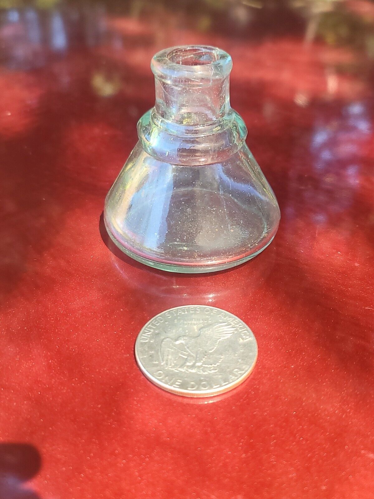 Pretty 1910s Sea Green Cone Inkwell☆ Antique Ink Bottle