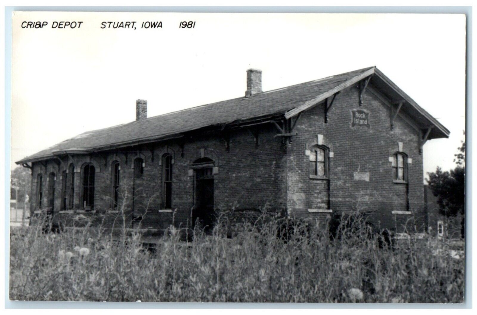 c1981 CRI&P Depot Stuart Iowa Railroad Train Depot Station RPPC Photo Postcard