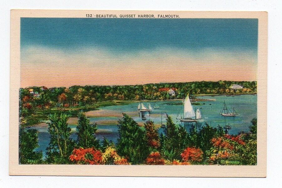 Linen Postcard, Beautiful Quisset Harbor, Falmouth, Mass.