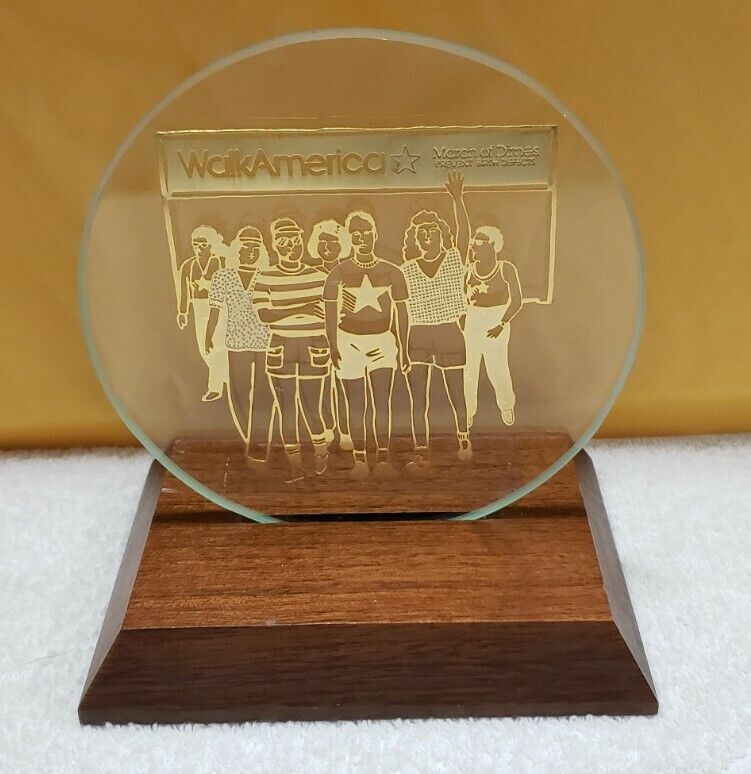 WalkAmerica March of Dimes Prevent Birth Defects Glass Award/Souvenir Pre-Owned