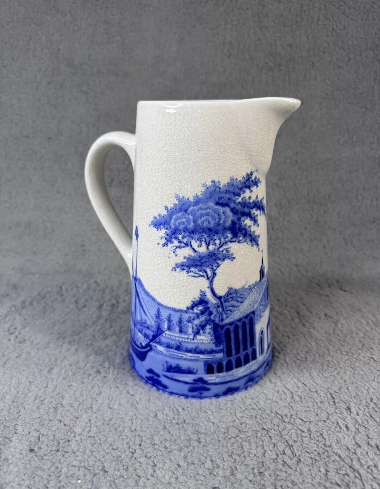 Pottery Barn Blue/White Sophia Willow Pitcher Chinoiserie 9.5” Stoneware