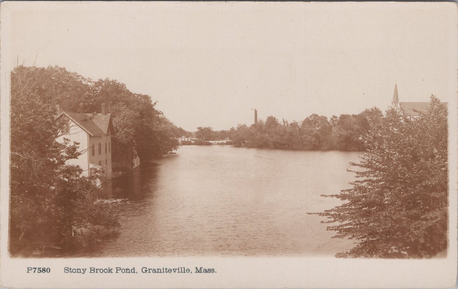 Stony Brook Pond Graniteville Massachusetts RPPC Photo c1910s Postcard