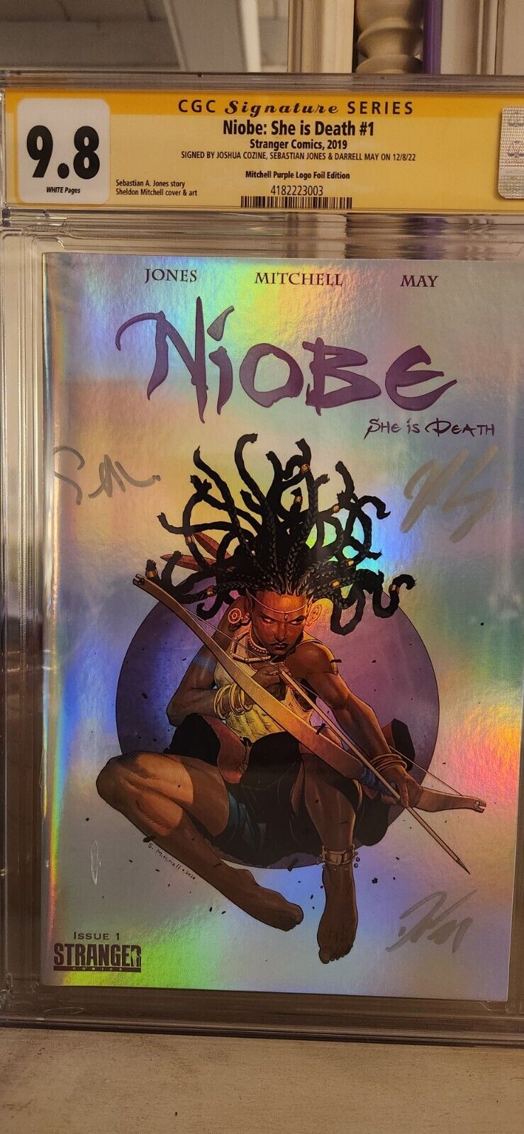 Niobe She Is Death 1 CGC SS 9.8 Leaping Arrow Stranger Comics Foil TRIPLE Signed