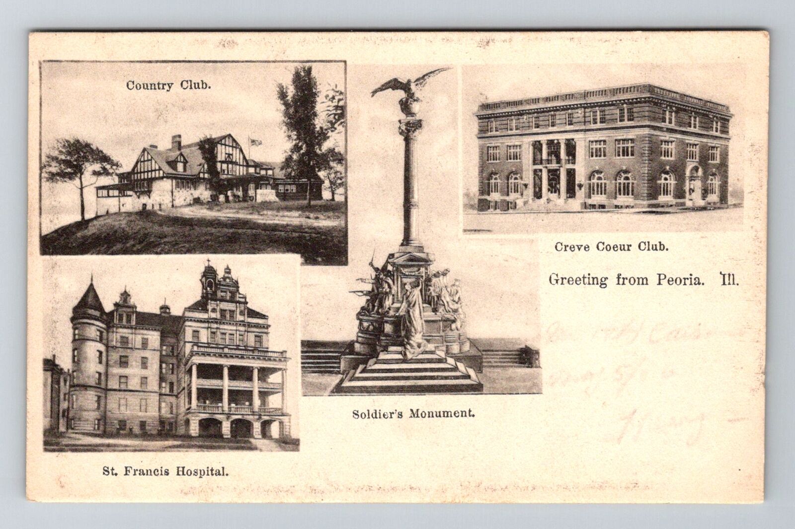 Peoria, IL-Illinois, St Francis Hospital Country Club Monument, Vintage Postcard