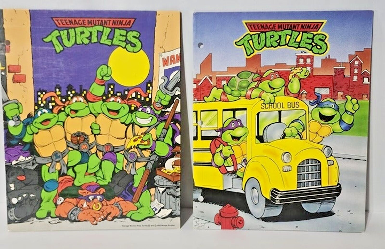 Two VTG 1992 Teenage Mutant Ninja Turtles Two Pocket Three Hole Folders