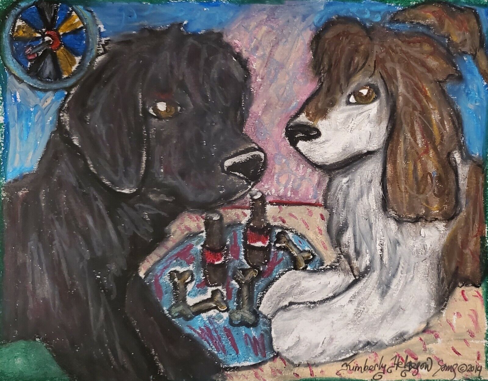 PORTUGUESE WATER DOG Date Night Art Print 13 x 19 Signed by Artist KSams PWD
