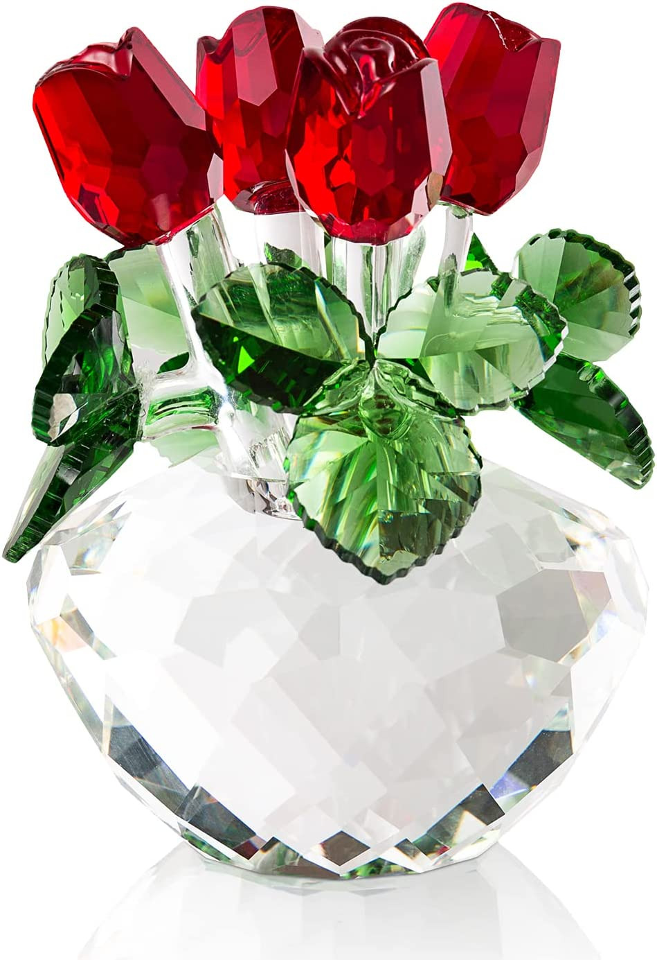 Mothers Day Crystal Rose Gifts for Mom Wife Grandma Crystal Rose Figurine Gifts,