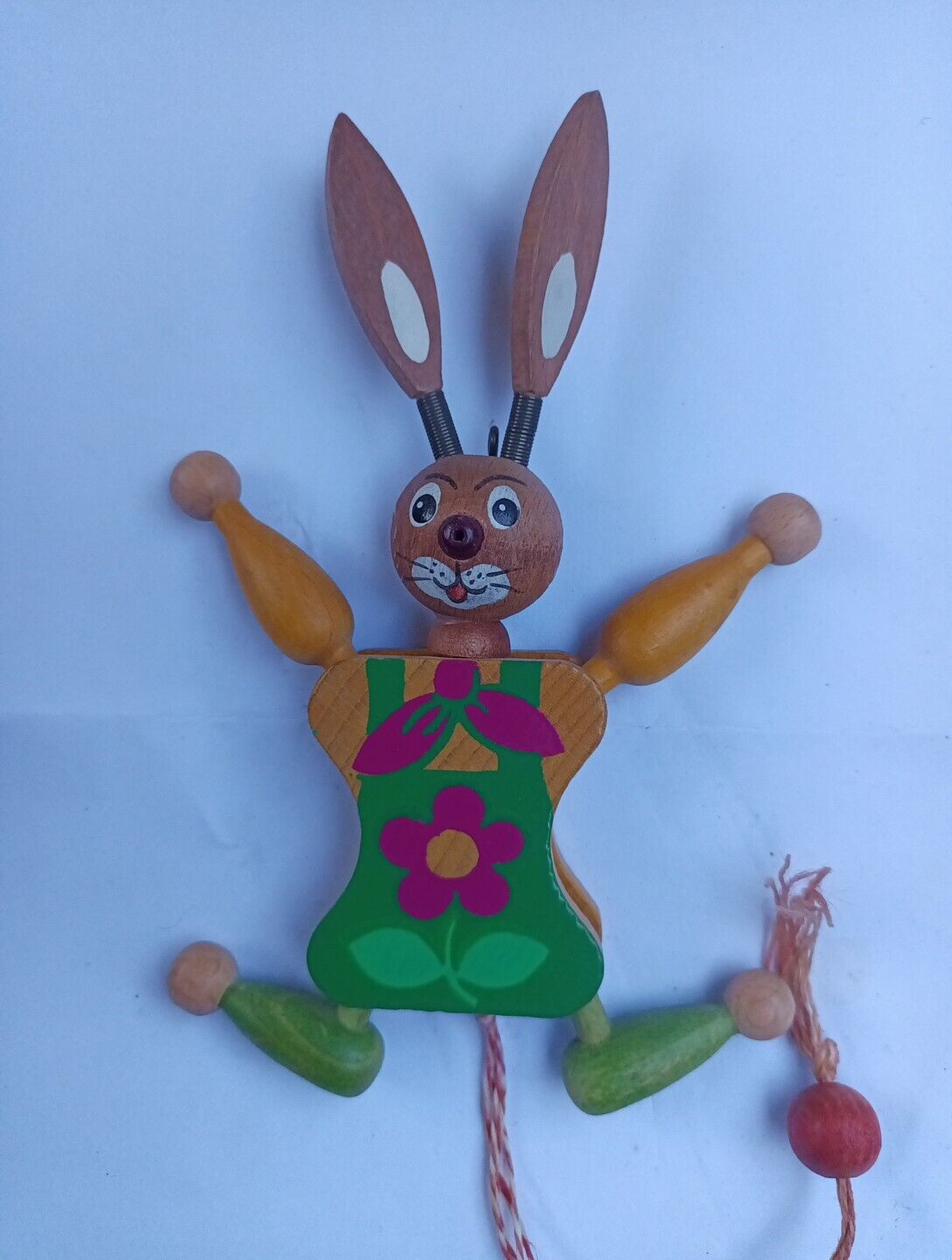 Vintage Jumping Jack Wood Bunny Made In Austria