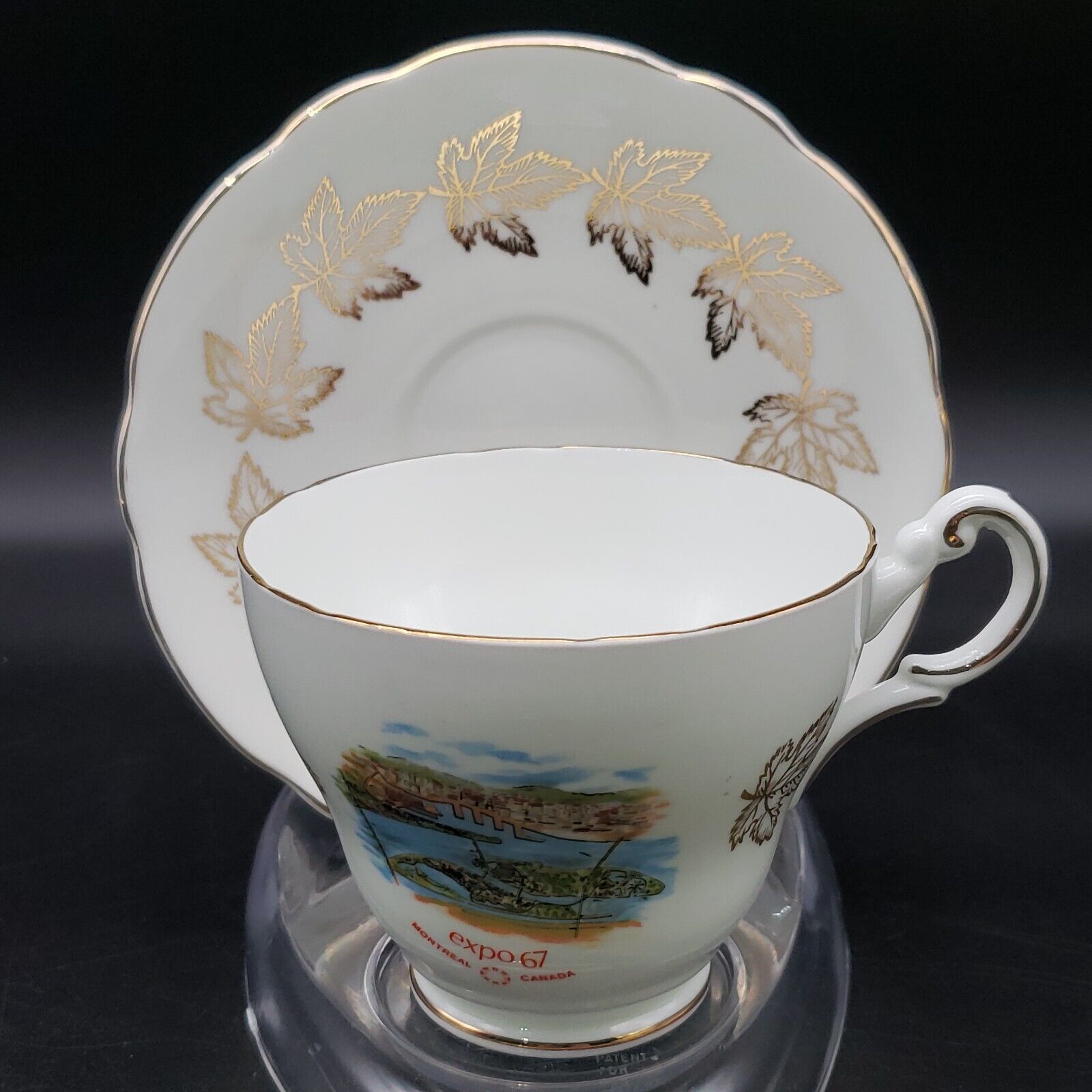 Vintage Royal Darwood Bone China Cup & Saucer Expo 67 Montreal Canada Maple Leaf