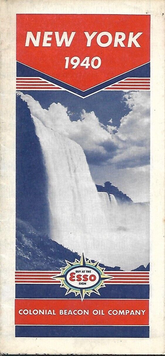 1940 ESSO COLONIAL BEACON OIL Pictorial Road Map NEW YORK Niagara Falls Syracuse