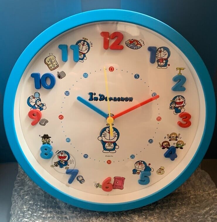 Fujiko Pro Wall clock analog Doraemon I'm DORAEMON 50th Blue New Japan