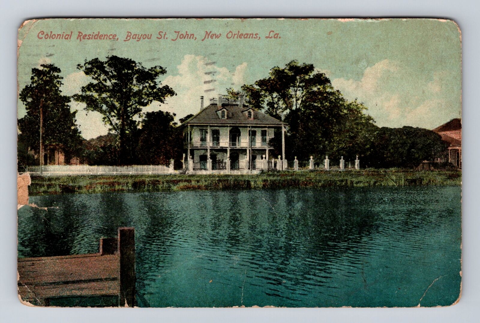 New Orleans LA-Louisianna, Colonial Residence, Bayou St. John, Vintage Postcard
