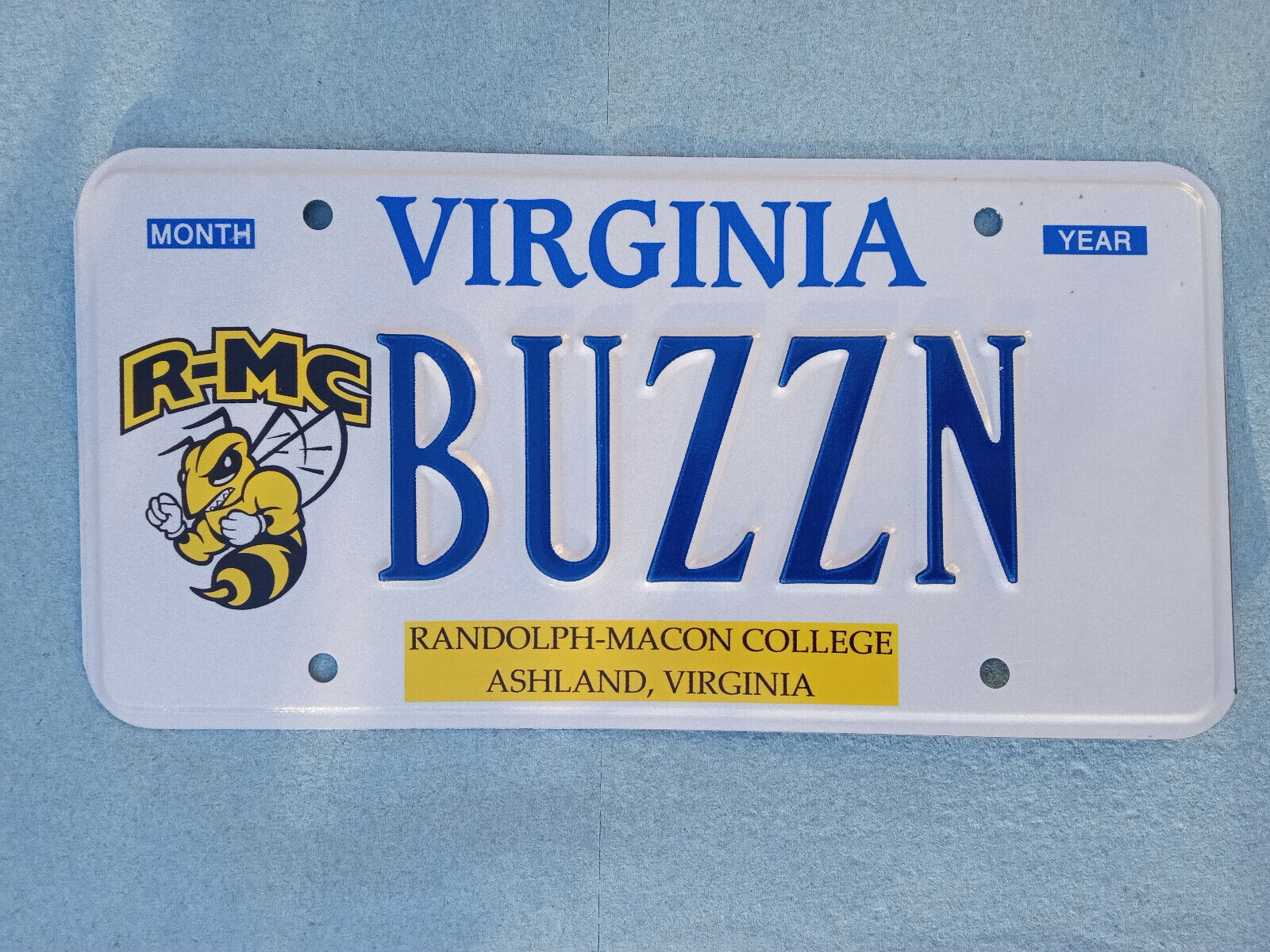 Expired Va DMV Virginia Issued Va License Plate Randolph Macon College Buzzn Bee