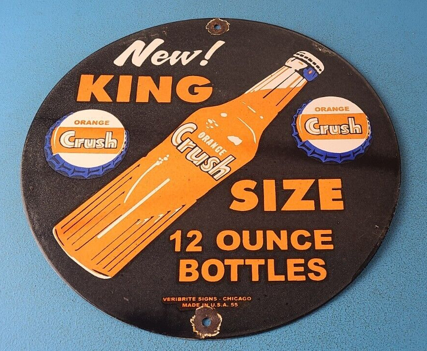 Vintage Orange Crush Sign - Soda Drink King Size Porcelain Gas Oil Pump Sign