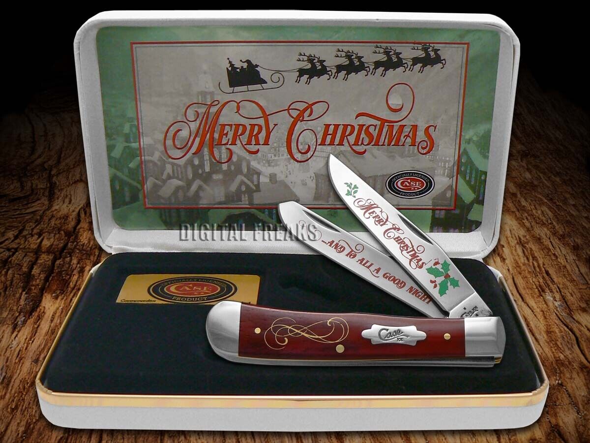 Case xx Trapper Knife Merry Christmas Red Bone Pocket CAT-MC/RSB