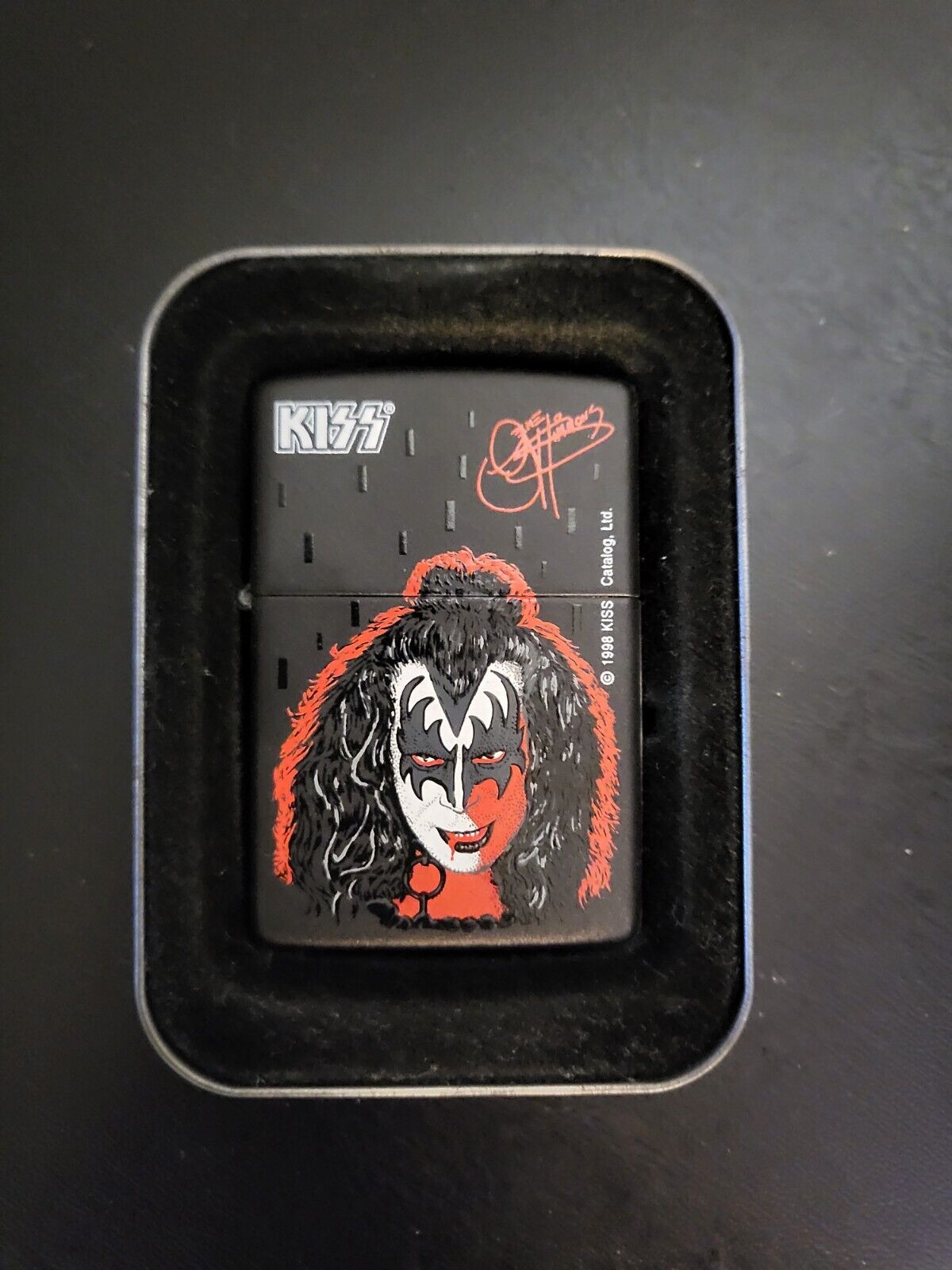 Vintage 1998 Kiss Gene Simmons Black Matte Zippo Lighter NEW Rock Band