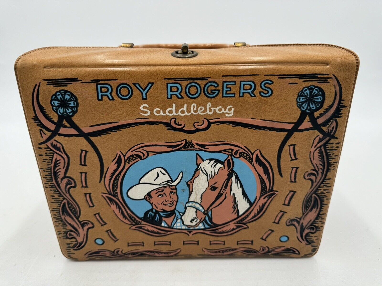 Vintage Roy Rogers Saddlebag Vinyl Lunchbox 1960 Great Condition NM/MT