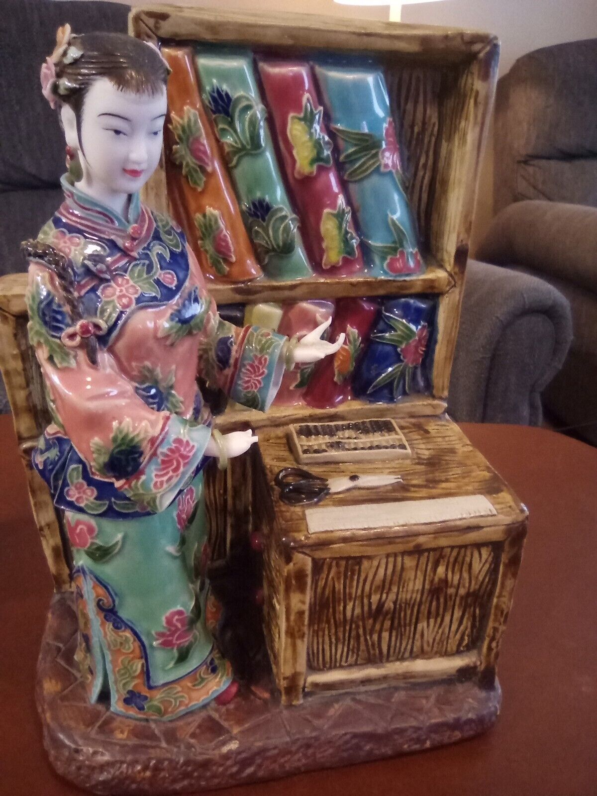 Oriental Woman/Sewing Station Figurine