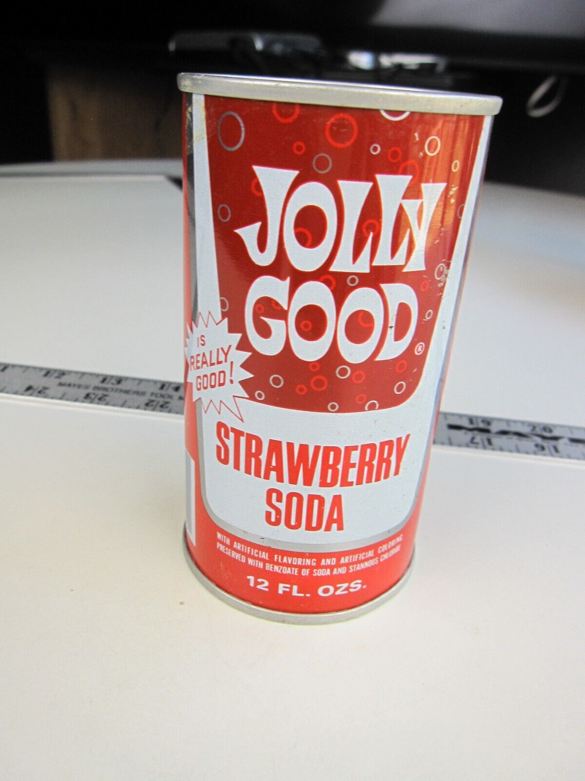 Vintage Jolly Good STRAWBERRY Soda Unopened Pull Tab Empty Test Blank   BIS
