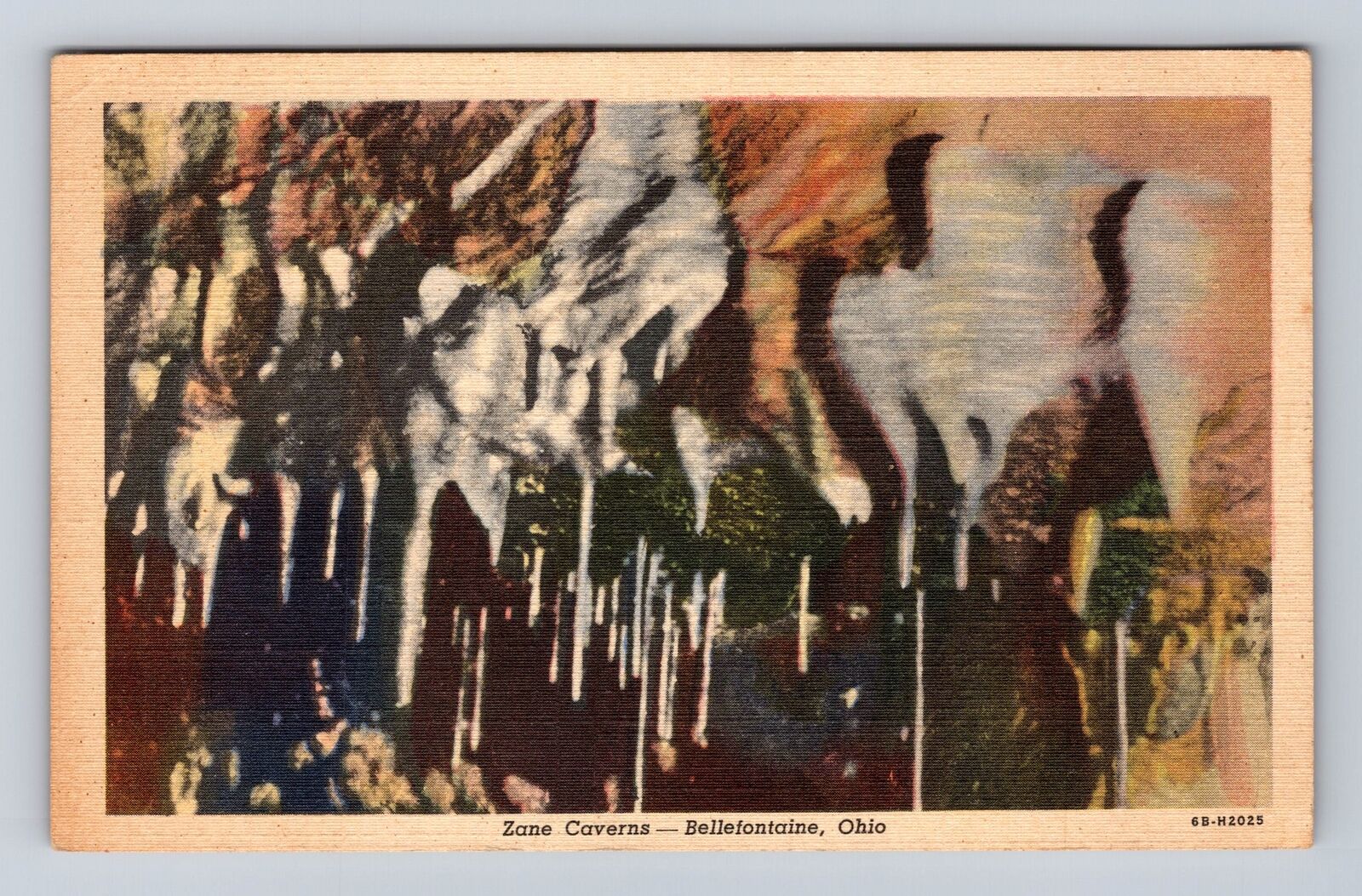 Bellefontaine OH-Ohio, Zane Caverns, Antique Vintage Souvenir Postcard