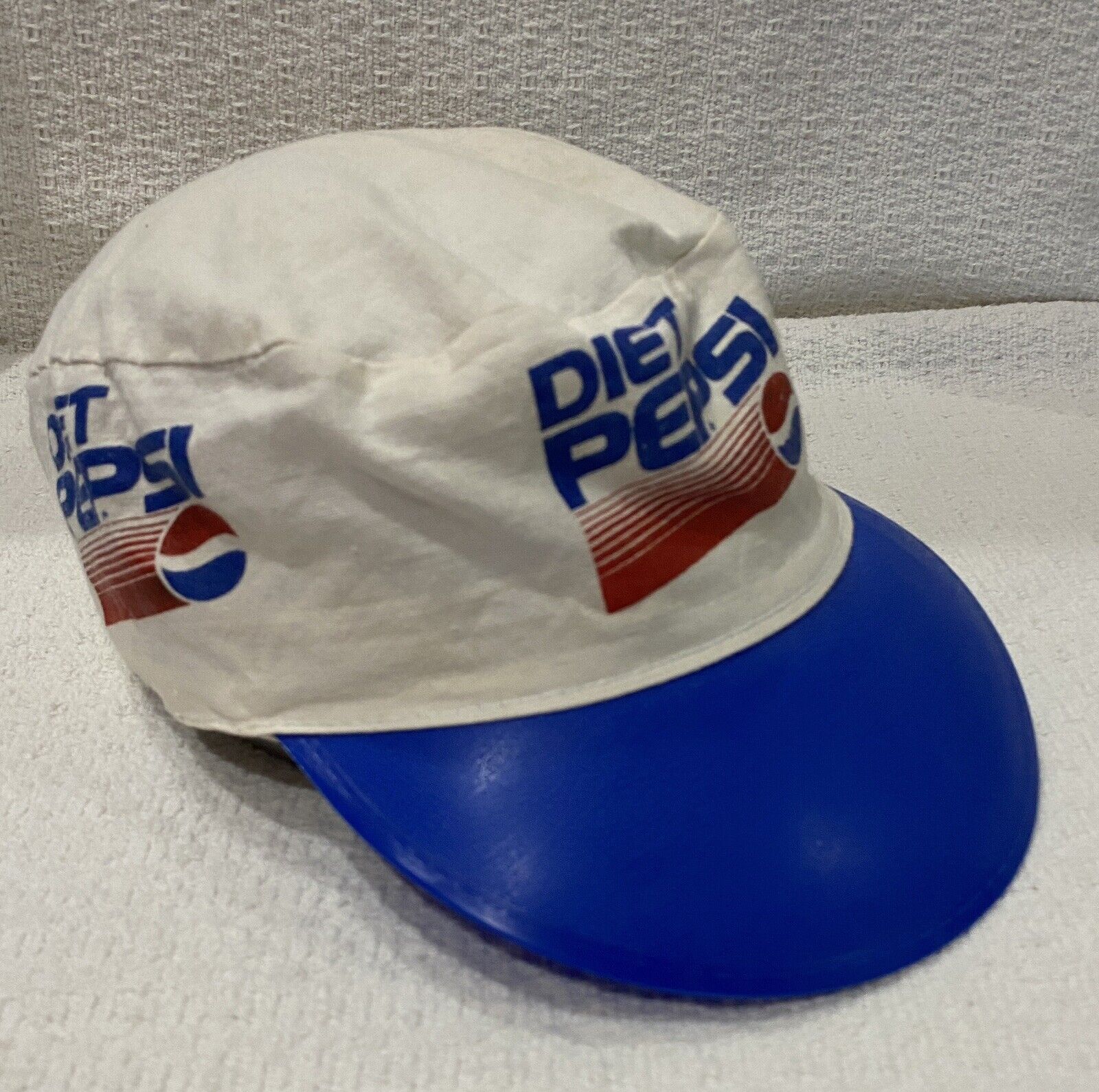 Diet Pepsi Cap Hat with Blue Plastic Bill Thin Lightweight Vintage