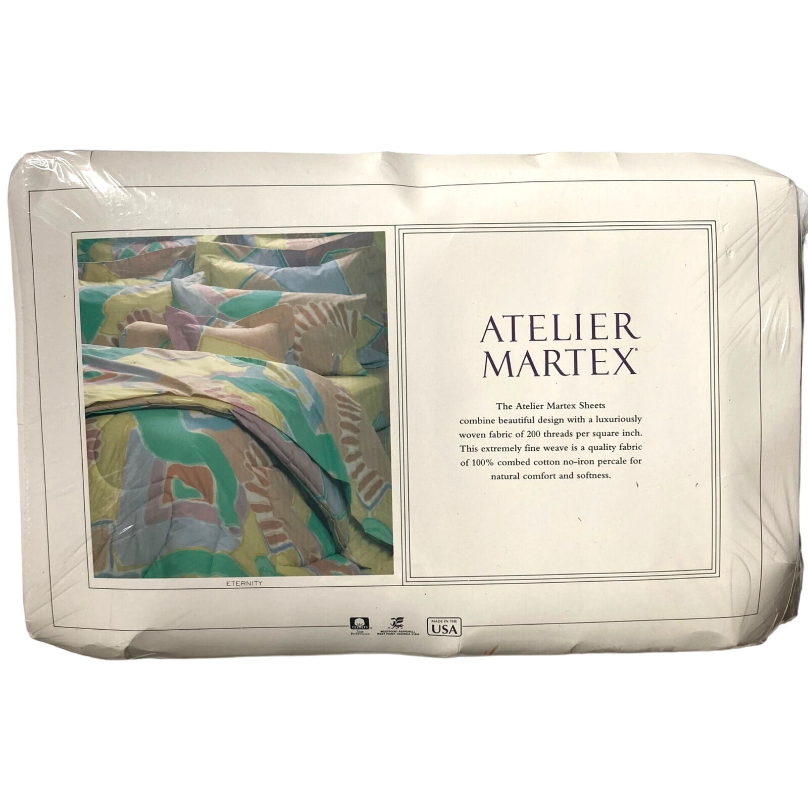 Vintage Martex King Sheet Set Eternity Abstract Colorful Pattern 200TC Cotton