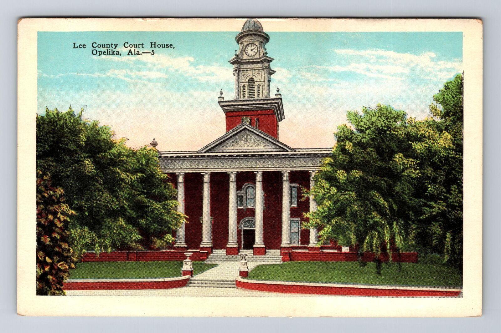 Opelika AL-Alabama, Lee County Court House, Antique Vintage Souvenir Postcard