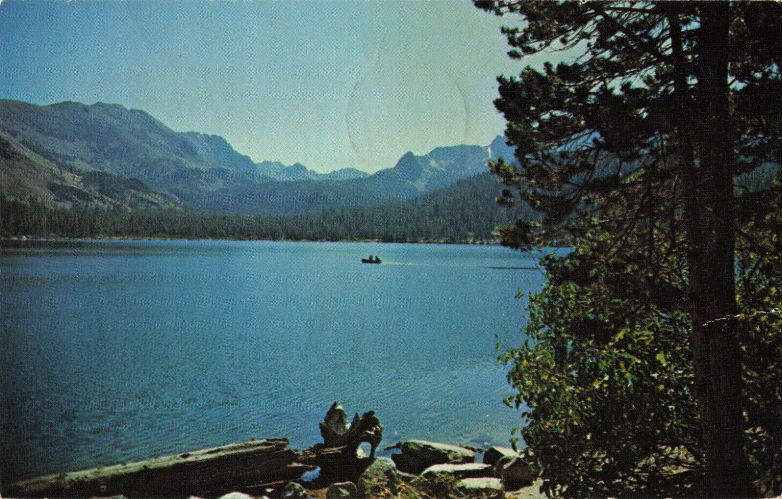 Mammoth Lakes California, Lake Mary, Scenic View, Vintage Postcard