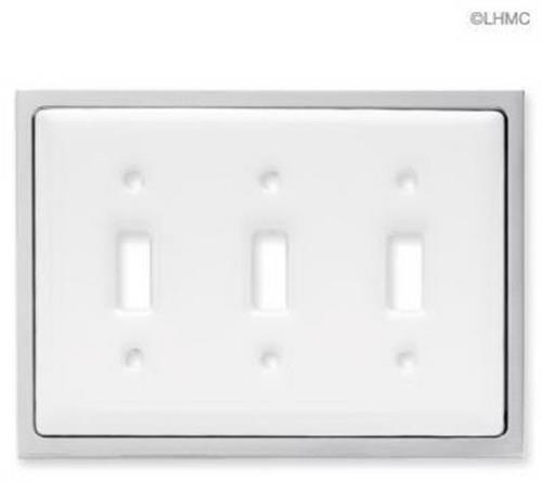 (5 Pack) Triple Switch Wall Plate - White Ceramic W/ Chrome LQ-68970