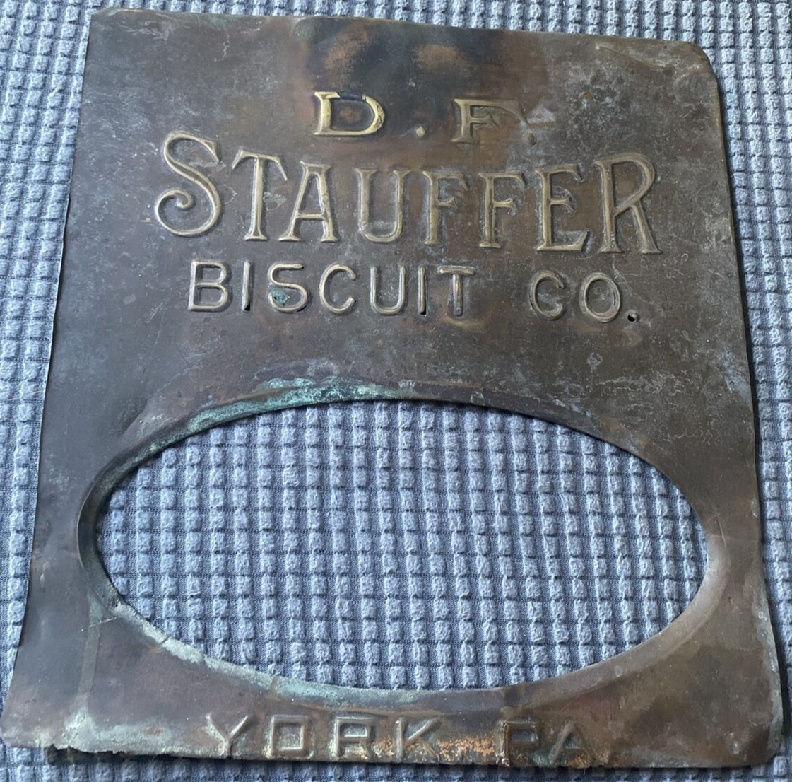 Antique D.F. Stauffer Store Display Cover-Brass