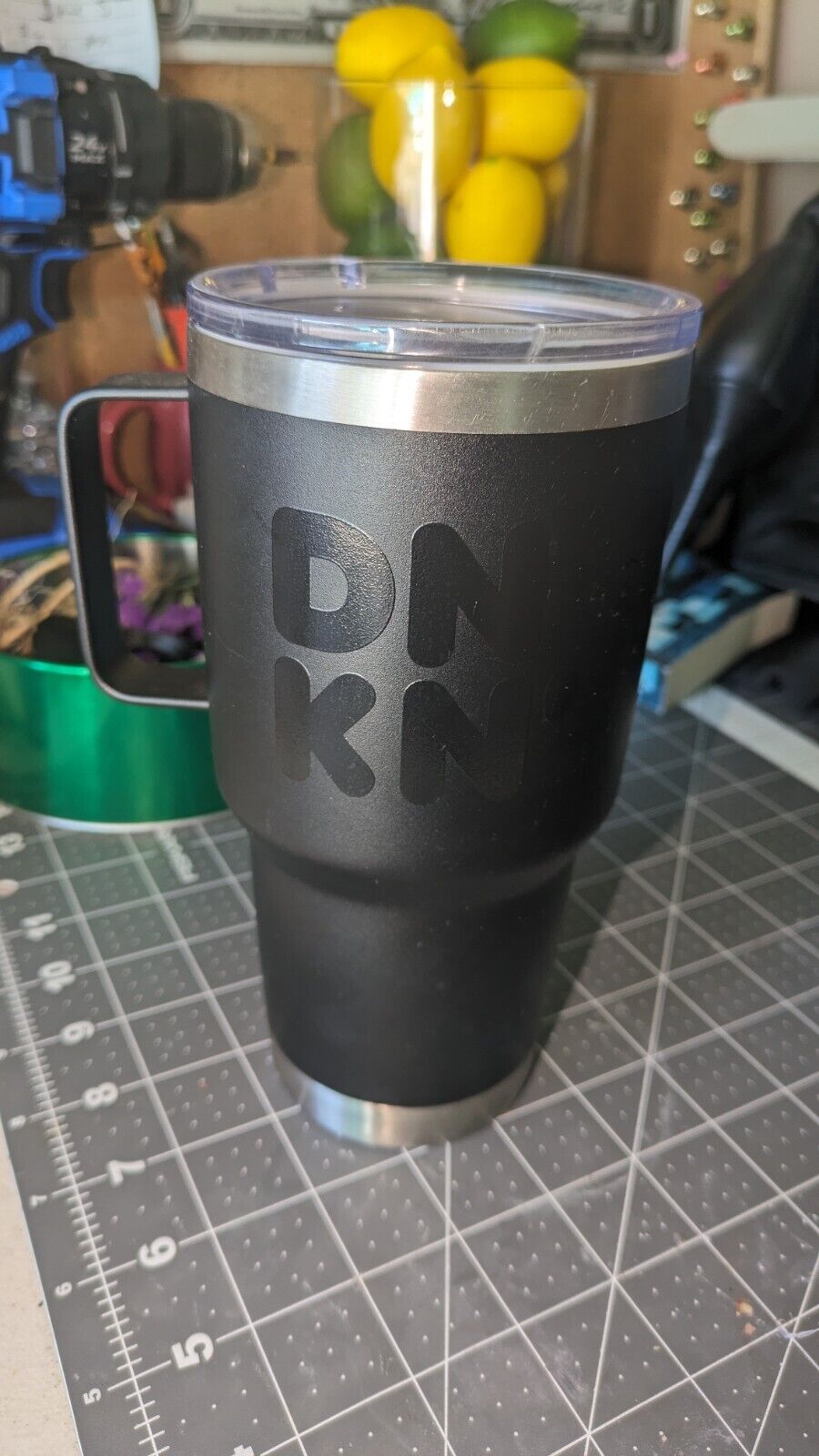 NEW Dunkin Donuts Stainless Tumbler Mug Cup BLACK 28 oz Unique Collectible RARE