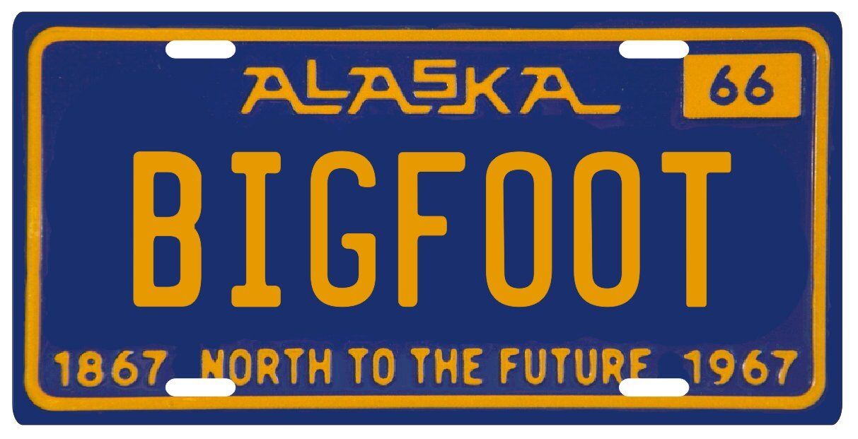 Bigfoot YETI Sasquatch metal 1966 Alaska License Plate