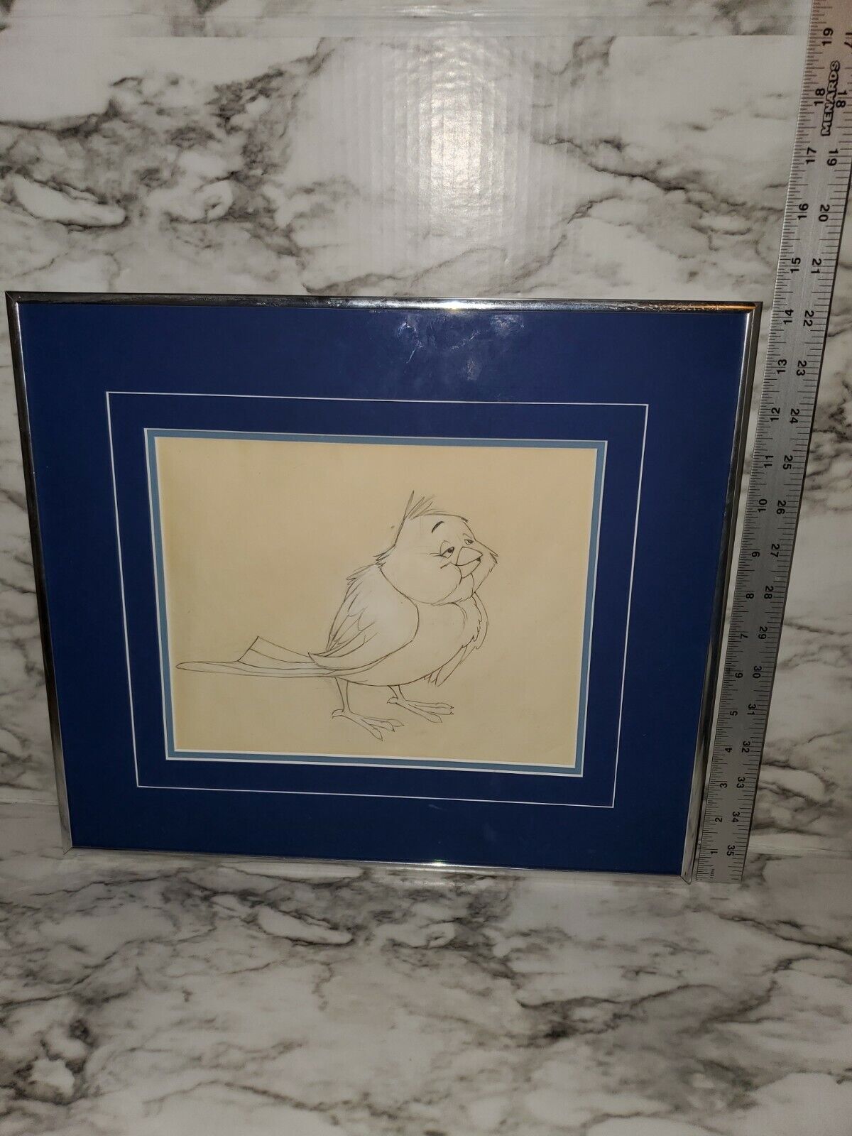 Nine to Five Bluebird Pencil Animation Cel Drawing Framed