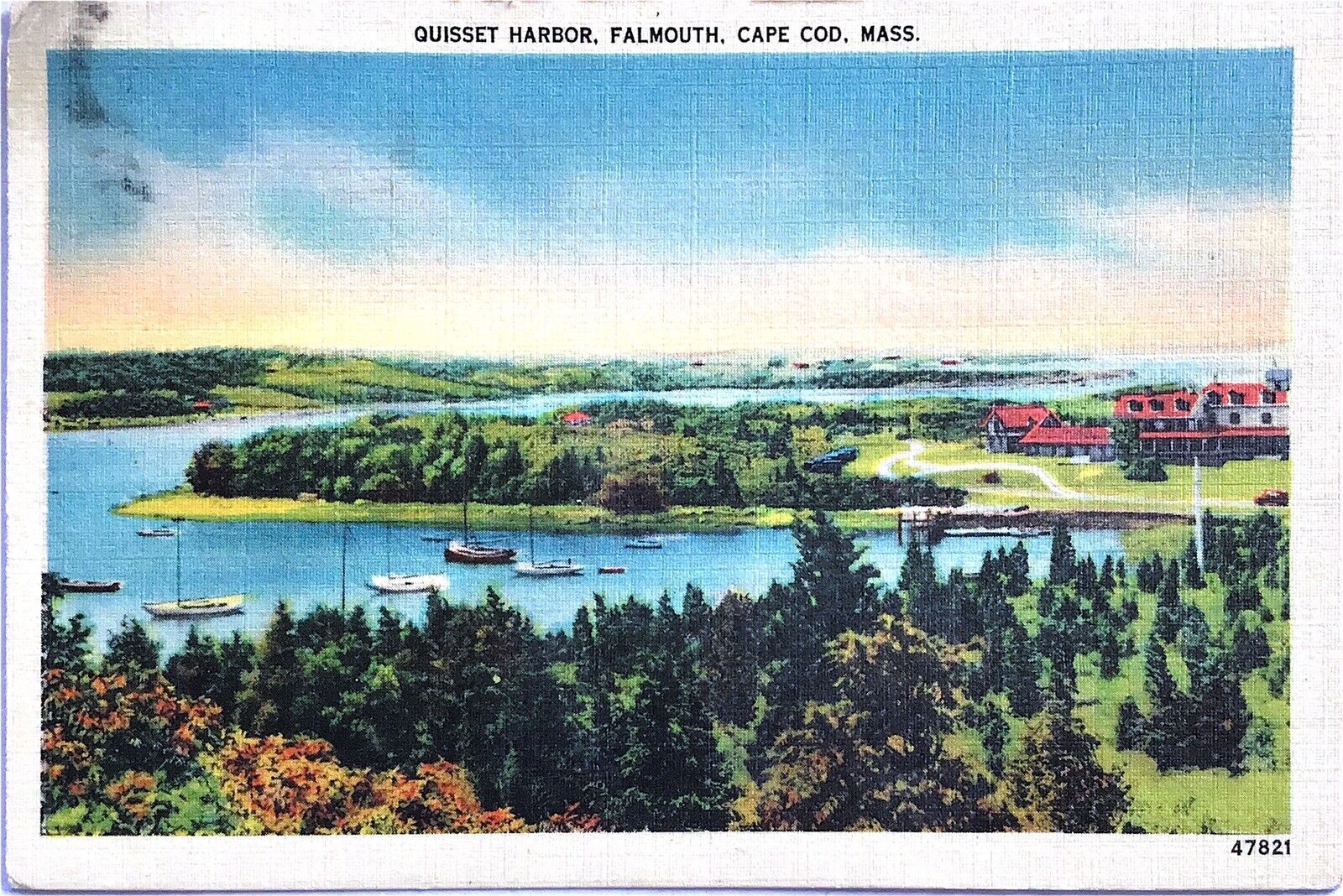 Quisset Harbor Falmouth Cape Cod Massachusetts Vintage 1942 Postcard