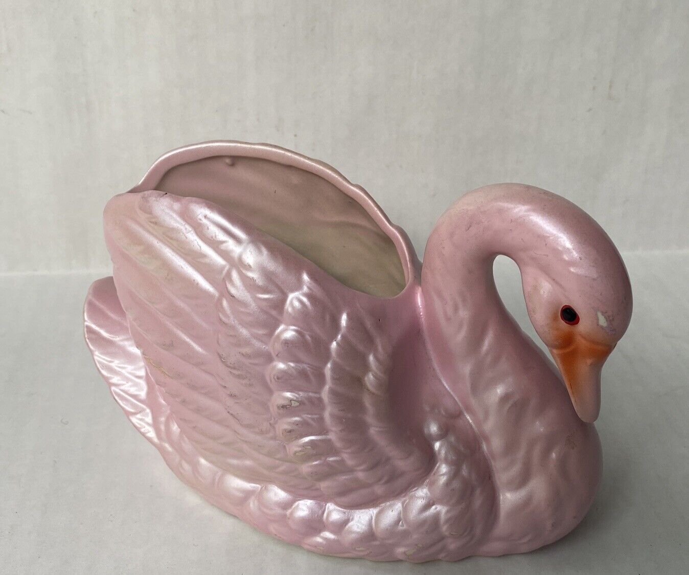 VINTAGE Pink Swan Ceramic Planter