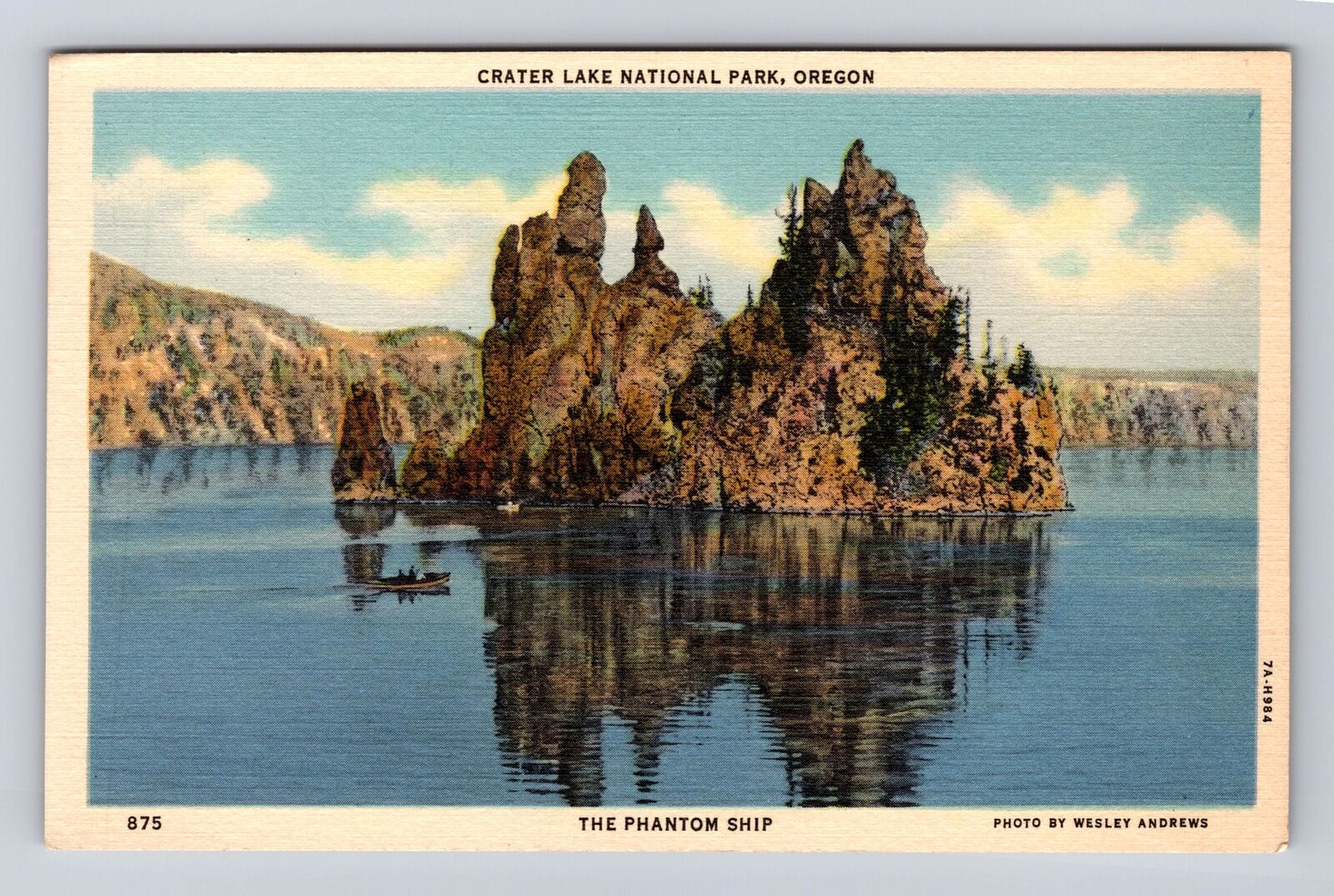Crater Lake National Park, the Phantom Ship, Series # 875, Vintage Postcard