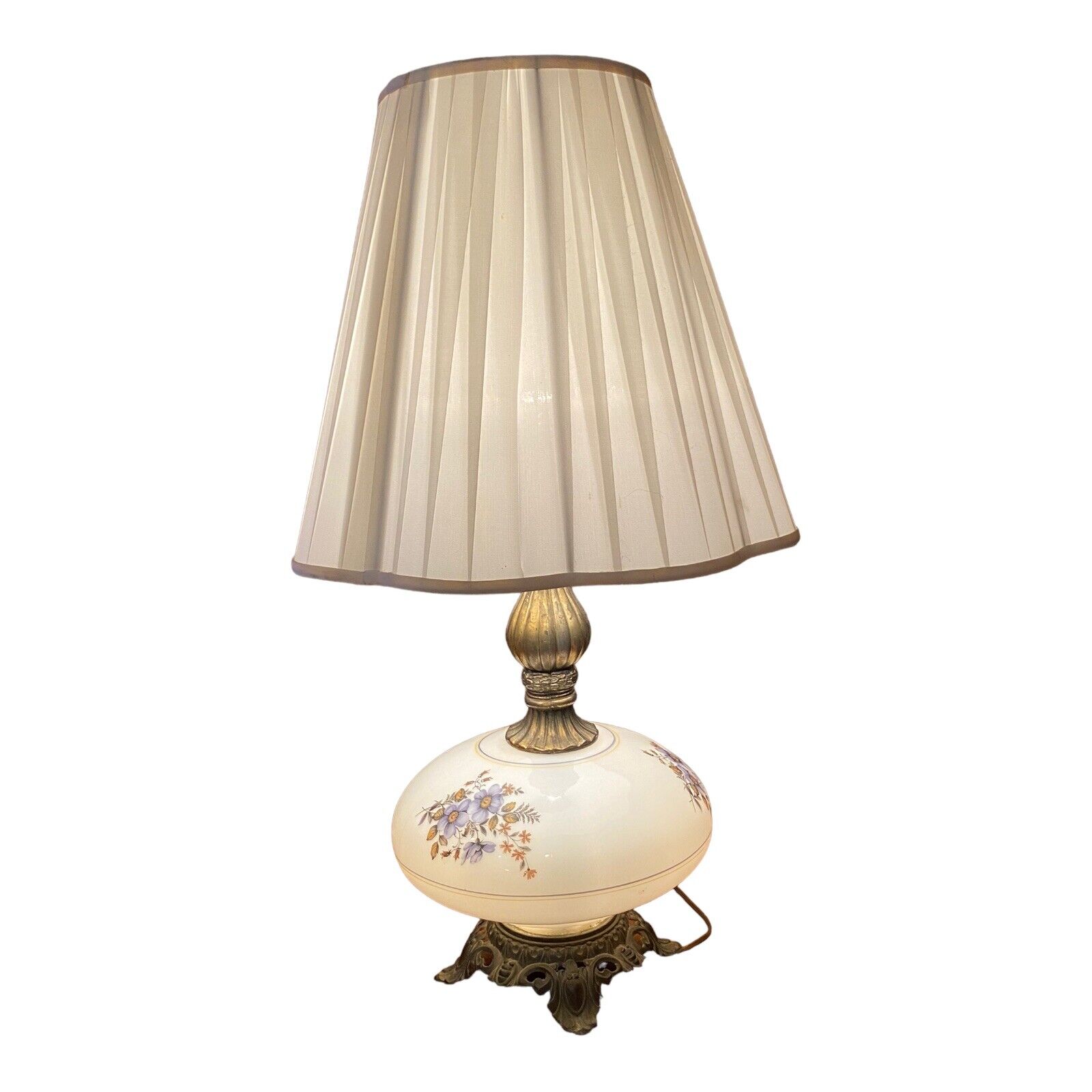 Vintage Amber Glass Hollywood Regency Mid Century Lamp