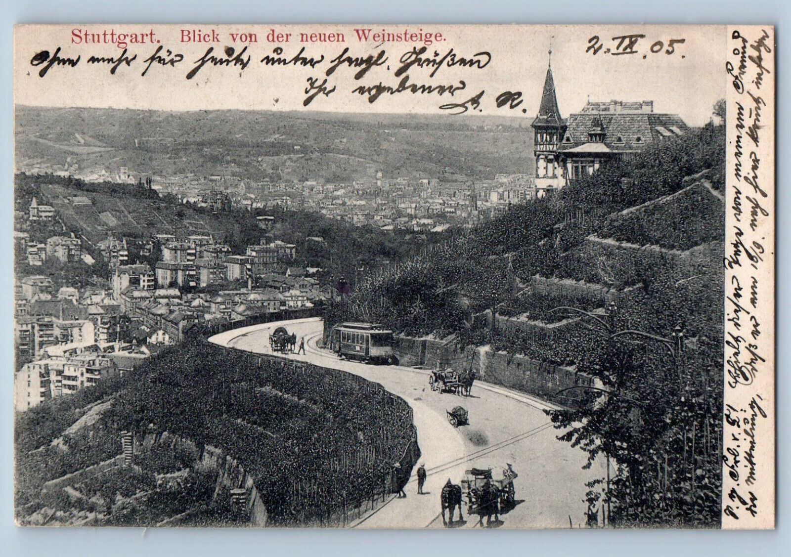 Stuttgart Baden-Württemberg Germany Postcard View From The New Weinsteige 1905