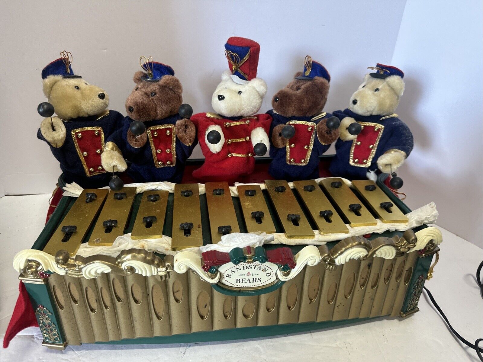 Mr. Christmas Bandstand Bears Musical 5 Animated Teddy Bears Xylophone Vintage