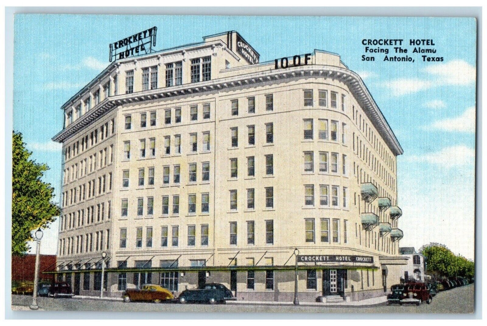 c1930's Crockett Hotel Facing Alamo San Antonio Texas TX Vintage Postcard