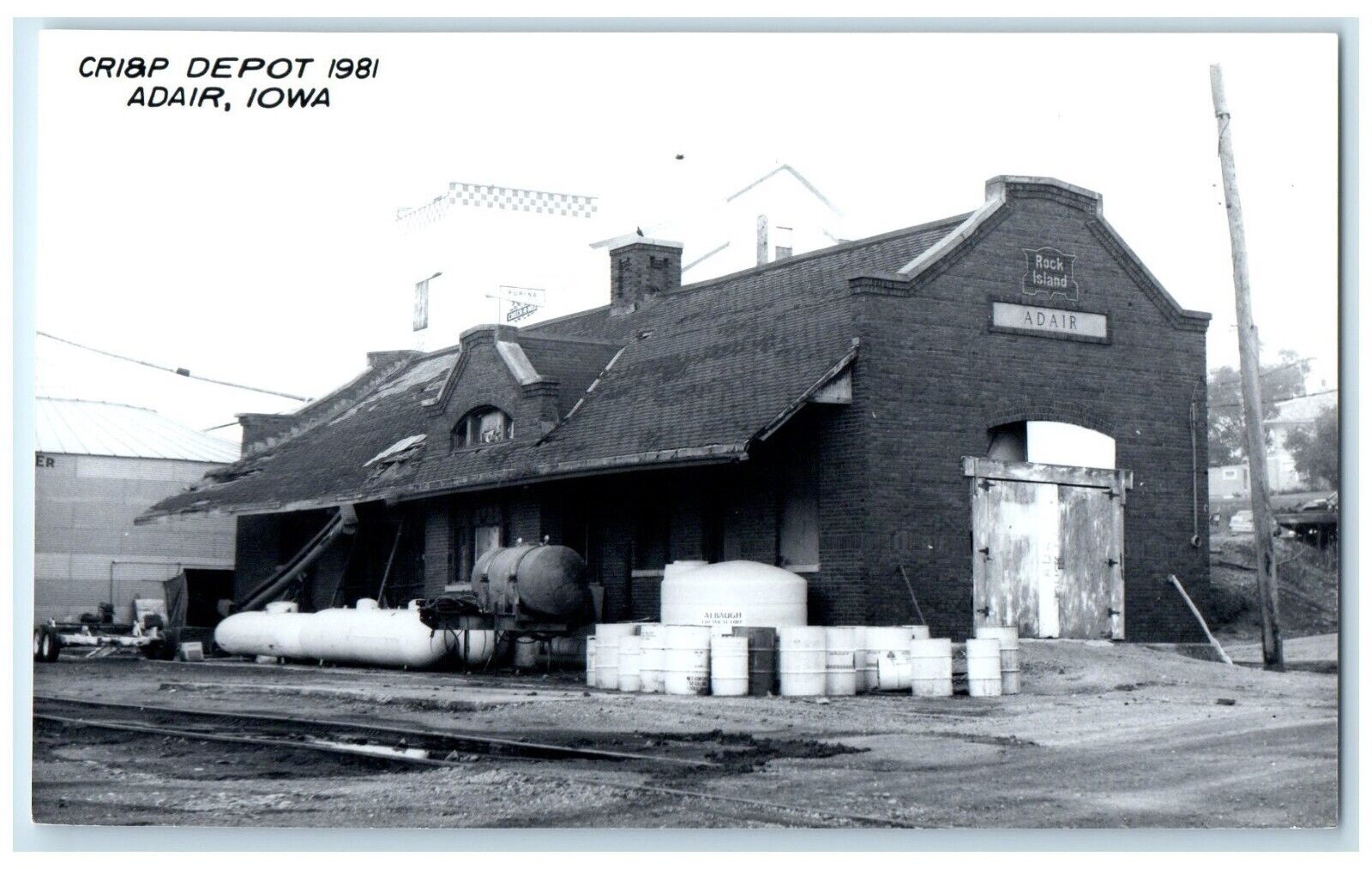 c1981 CRI&P Depot Adair Iowa IA Railroad Train Depot Station RPPC Photo Postcard