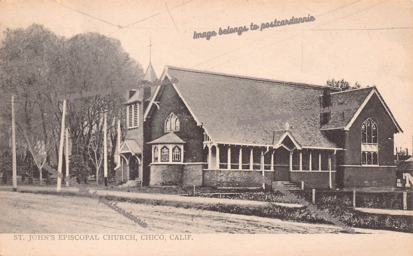 Chico CA California St John's Episcopal Church Early 1900s Vtg Postcard B49