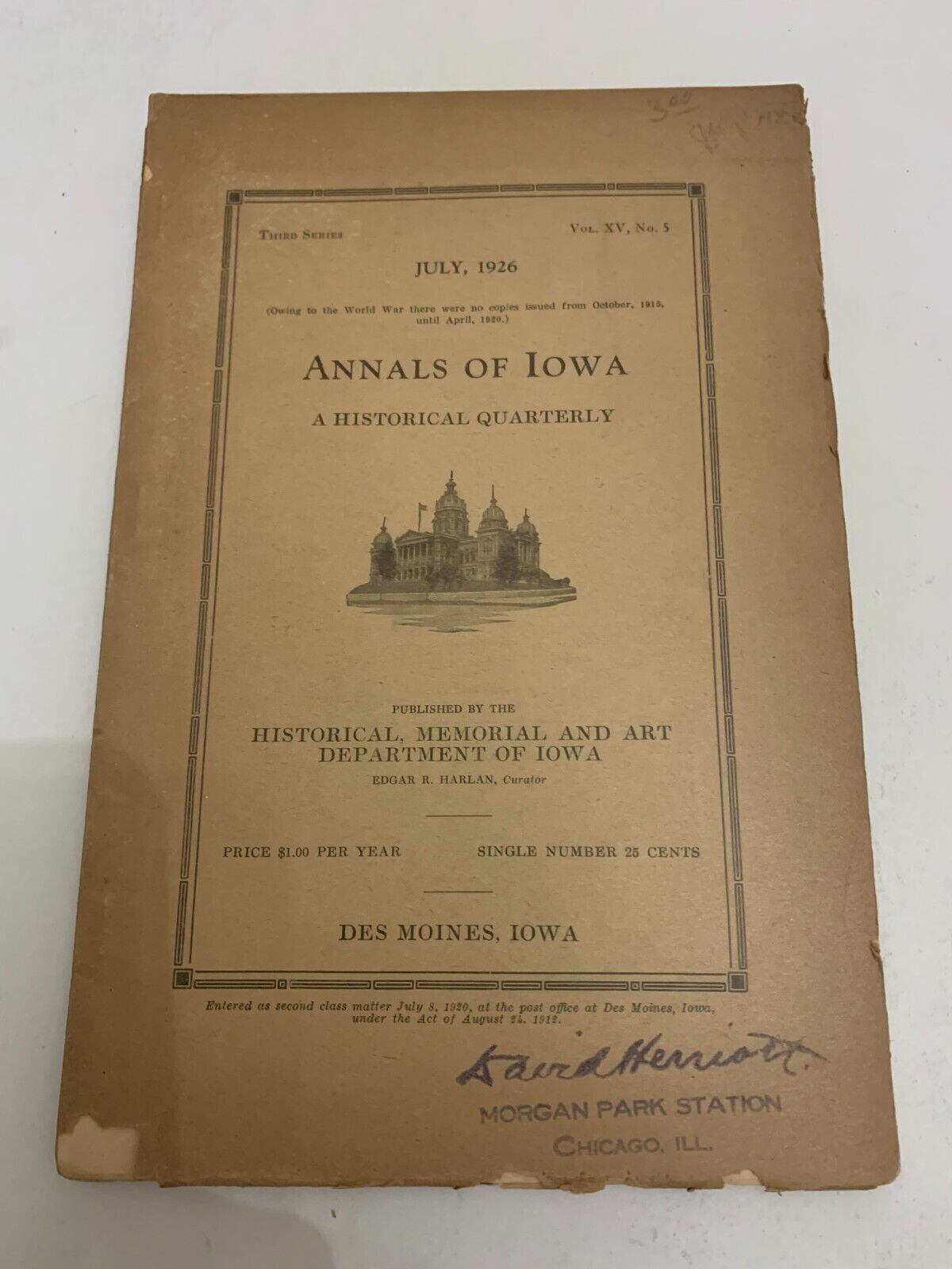 July 1926 Annals Of Iowa A Historical Quarterly Des Moines Iowa