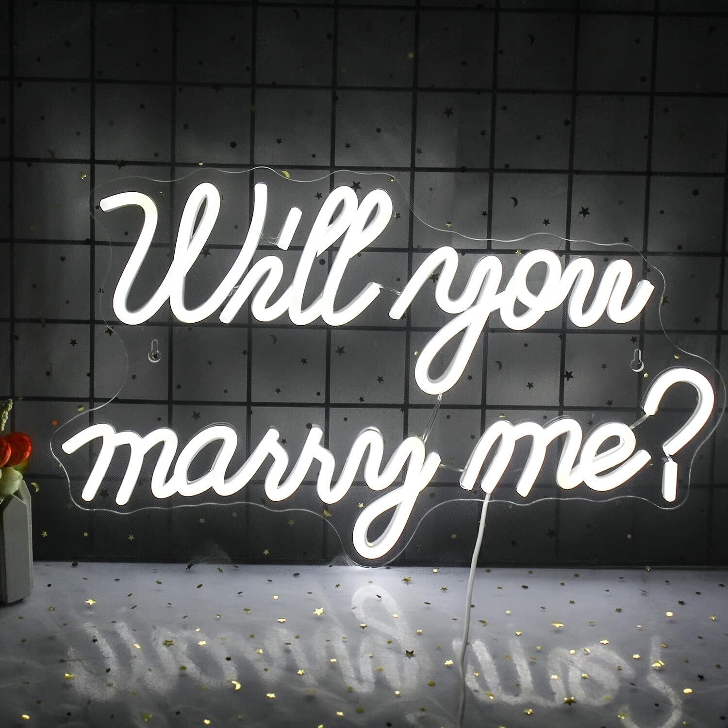 Will You Marry Me Neon Sign Marry Me Sign White Led Wedding Sign Neon Wedding