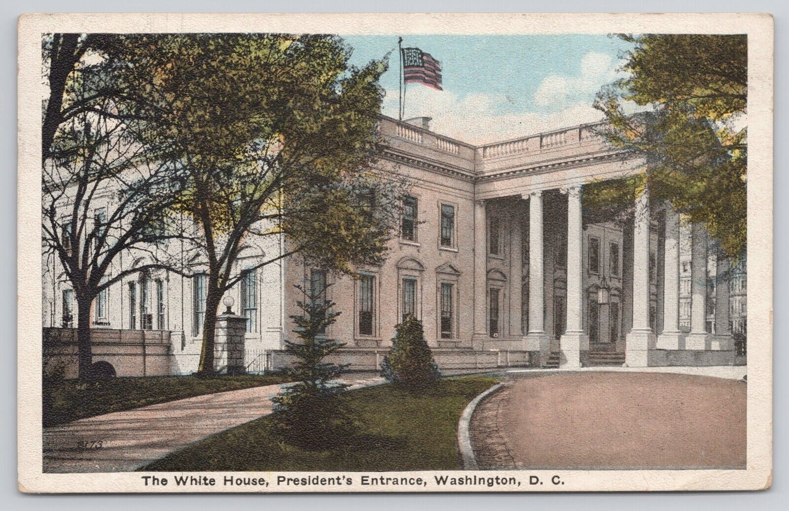 Postcard Washington DC White House President's Entrance Posted 1923